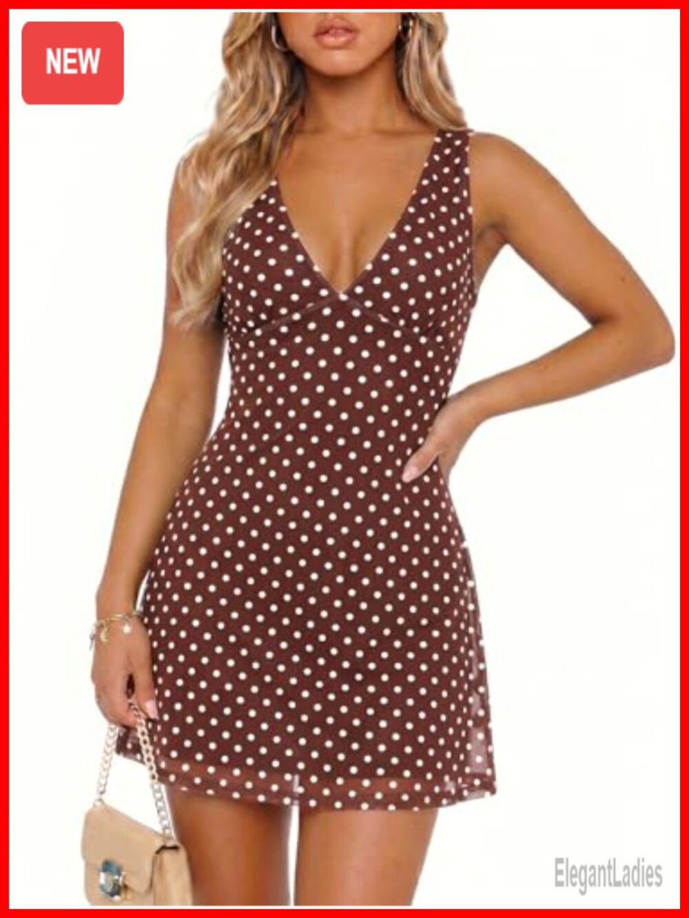 Sexy V Neck Polka Dot Bodycon Mini Dress Sleeveless Backless Summer Clubwear